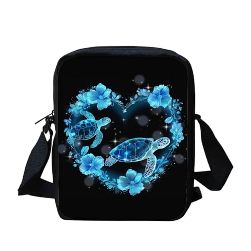Native Southwest American Aztec Navajo Horse Messenger Bag Small Hobo Crossbody Bag with Multiple Pockets Casual Shoulder Tote Bag, Blaues Herz Meeresschildkröte Floral, Einheitsgröße von bqabhu