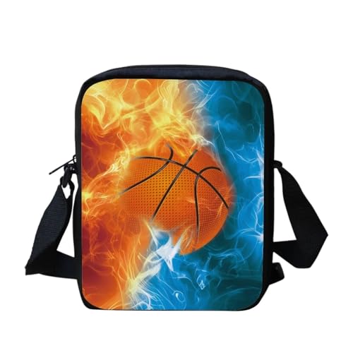 Native Southwest American Aztec Navajo Horse Messenger Bag Small Hobo Crossbody Bag with Multiple Pockets Casual Shoulder Tote Bag, Cool Fire Basketball, Einheitsgröße von bqabhu