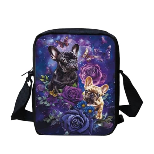 Native Southwest American Aztec Navajo Horse Messenger Bag Small Hobo Crossbody Bag with Multiple Pockets Casual Shoulder Tote Bag, Französische Bulldogge mit Blumenmuster, Einheitsgröße von bqabhu