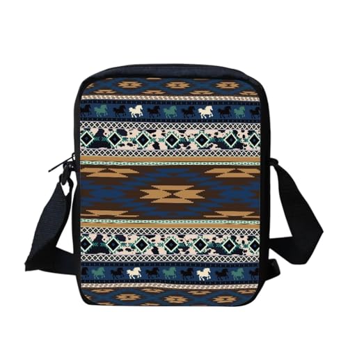 Native Southwest American Aztec Navajo Horse Messenger Bag Small Hobo Crossbody Bag with Multiple Pockets Casual Shoulder Tote Bag, Native Southwest American Aztec Navajo-Pferd, Einheitsgröße von bqabhu