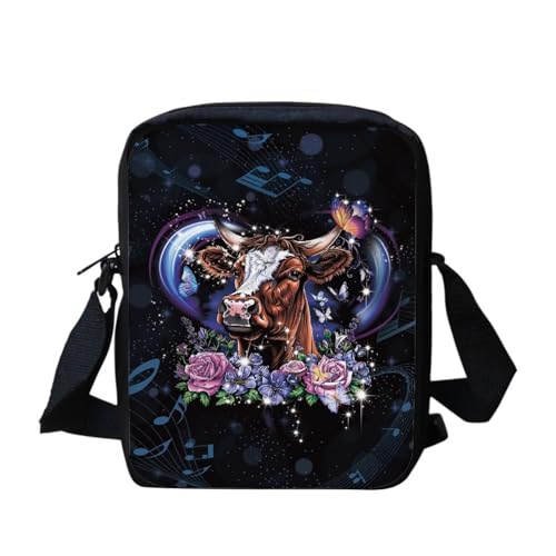 Niedliche Pilz-Kuriertasche für Damen und Herren, Crossbody-Tasche, Reißverschluss, Reise-Mini-Schultertasche mit verstellbarem Riemen, Herz Pferd Floral, Einheitsgröße von bqabhu