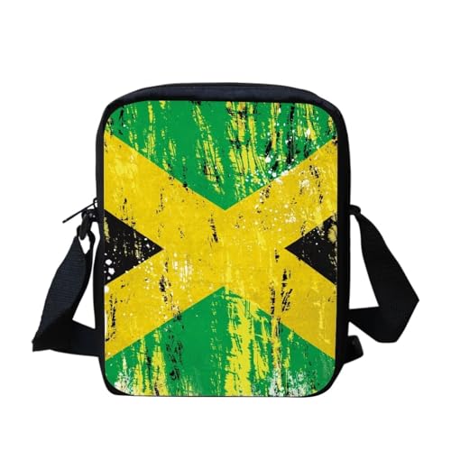 Niedliche Pilz-Kuriertasche für Damen und Herren, Crossbody-Tasche, Reißverschluss, Reise-Mini-Schultertasche mit verstellbarem Riemen, Jamaikanische Flagge, Einheitsgröße von bqabhu