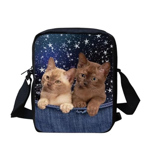 Niedliche Pilz-Kuriertasche für Damen und Herren, Crossbody-Tasche, Reißverschluss, Reise-Mini-Schultertasche mit verstellbarem Riemen, Katze, niedlich, Einheitsgröße von bqabhu
