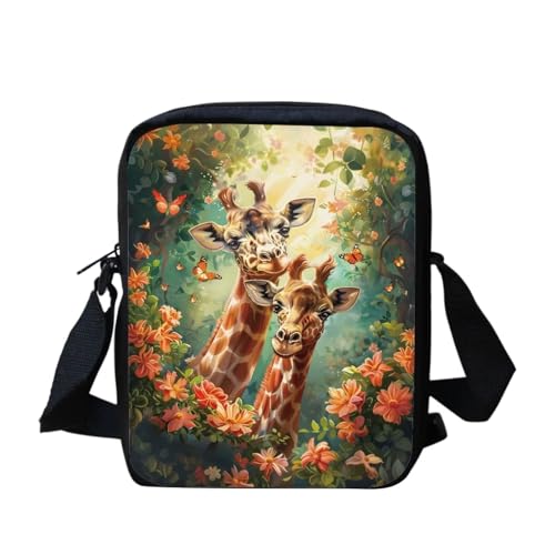 Niedliche Pilz-Kuriertasche für Damen und Herren, Crossbody-Tasche, Reißverschluss, Reise-Mini-Schultertasche mit verstellbarem Riemen, Niedliche Giraffe, Einheitsgröße von bqabhu