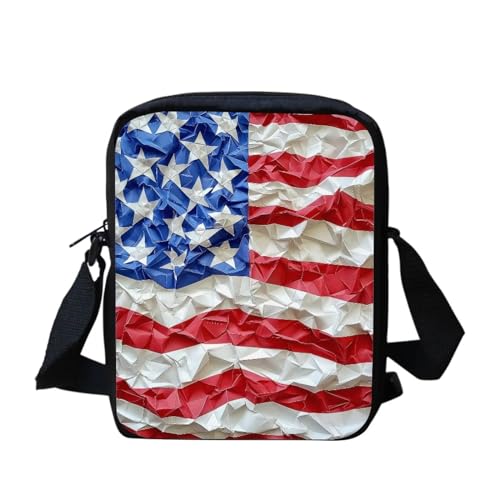 Niedliche Pilz-Kuriertasche für Damen und Herren, Crossbody-Tasche, Reißverschluss, Reise-Mini-Schultertasche mit verstellbarem Riemen, US-Flagge, Einheitsgröße von bqabhu