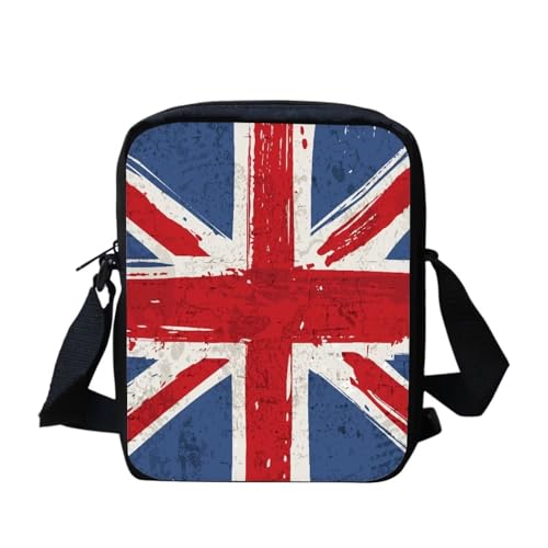 Niedliche Pilz-Kuriertasche für Damen und Herren, Crossbody-Tasche, Reißverschluss, Reise-Mini-Schultertasche mit verstellbarem Riemen, Union Jack Design, Einheitsgröße von bqabhu