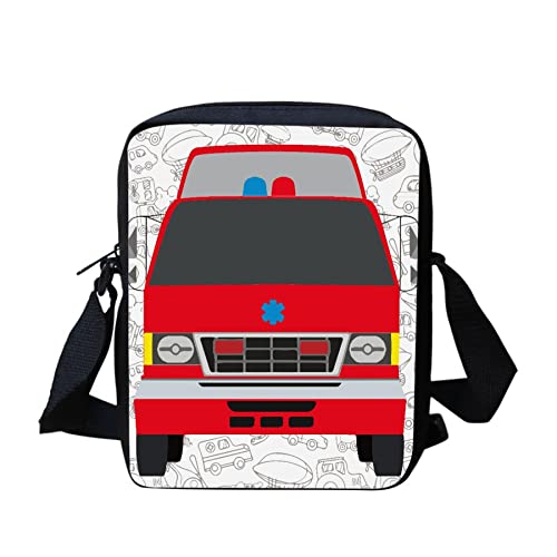 Red Bus tragbare kleine Canvas-Handtasche mit Reißverschluss, Feuerwehr-Design, tragbare Umhängetasche für Damen und Mädchen, leichter Geld- und Münz-Organizer, Red Truck, Einheitsgröße von bqabhu