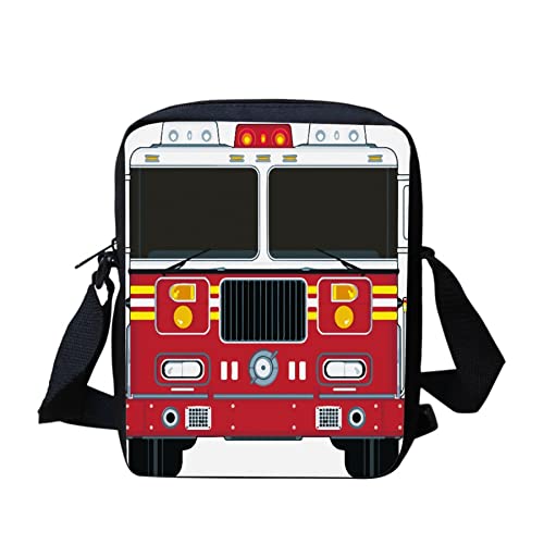 Red Bus tragbare kleine Canvas-Handtasche mit Reißverschluss, Feuerwehr-Design, tragbare Umhängetasche für Damen und Mädchen, leichter Geld- und Münz-Organizer, Schulbus, Einheitsgröße von bqabhu