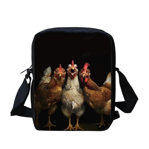 Shih Tzu Moon Floral Crossbody Tasche für Reisen Damen Herren Kleine Kuriertasche Leichte Schultertasche Geldbörse Organizer, Black Rooster Chicken, Einheitsgröße von bqabhu