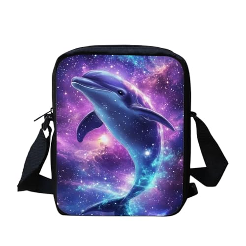 Shih Tzu Moon Floral Crossbody Tasche für Reisen Damen Herren Kleine Kuriertasche Leichte Schultertasche Geldbörse Organizer, Galaxy Dolphin, Einheitsgröße von bqabhu