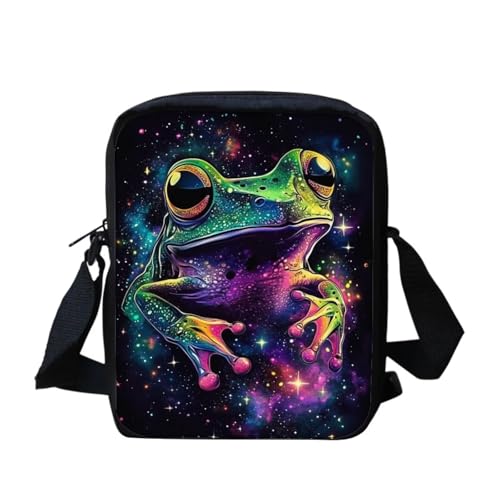 Shih Tzu Moon Floral Crossbody Tasche für Reisen Damen Herren Kleine Kuriertasche Leichte Schultertasche Geldbörse Organizer, Galaxy Frog, Einheitsgröße von bqabhu