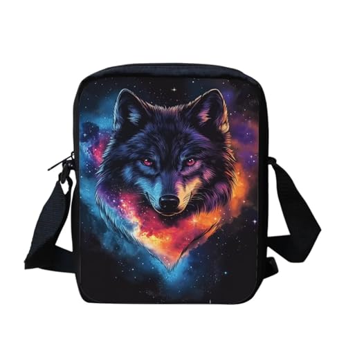 Shih Tzu Moon Floral Crossbody Tasche für Reisen Damen Herren Kleine Kuriertasche Leichte Schultertasche Geldbörse Organizer, Galaxy Wolf, Einheitsgröße von bqabhu