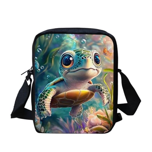 Shih Tzu Moon Floral Crossbody Tasche für Reisen Damen Herren Kleine Kuriertasche Leichte Schultertasche Geldbörse Organizer, Niedliche Meeresschildkröte, Einheitsgröße von bqabhu