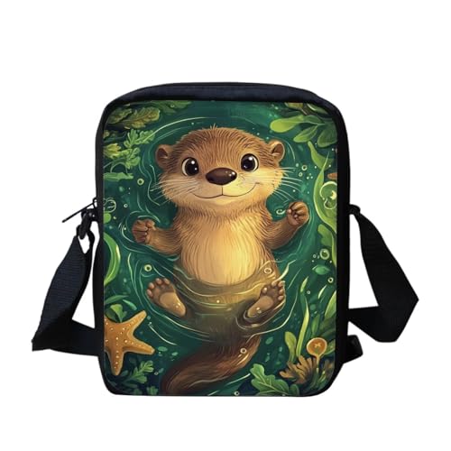 Shih Tzu Moon Floral Crossbody Tasche für Reisen Damen Herren Kleine Kuriertasche Leichte Schultertasche Geldbörse Organizer, Niedlicher Otter, Einheitsgröße von bqabhu