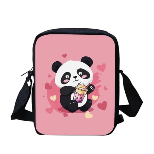 Shih Tzu Moon Floral Crossbody Tasche für Reisen Damen Herren Kleine Kuriertasche Leichte Schultertasche Geldbörse Organizer, Panda, Einheitsgröße von bqabhu