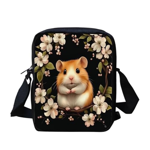 Shih Tzu Moon Floral Crossbody Tasche für Reisen Damen Herren Kleine Kuriertasche Leichte Schultertasche Geldbörse Organizer, Süßes Meerschweinchen, Einheitsgröße von bqabhu