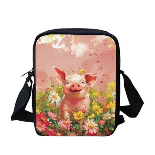 Shih Tzu Moon Floral Crossbody Tasche für Reisen Damen Herren Kleine Kuriertasche Leichte Schultertasche Geldbörse Organizer, Süßes Schwein, Einheitsgröße von bqabhu