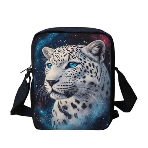 Shih Tzu Moon Floral Crossbody Tasche für Reisen Damen Herren Kleine Kuriertasche Leichte Schultertasche Geldbörse Organizer, Weiß / Leopardenmuster, Einheitsgröße von bqabhu