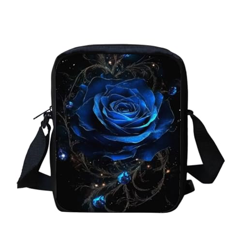 Shih Tzu Moon Floral Crossbody Tasche für Reisen Damen Herren Kleine Kuriertasche Leichte Schultertasche Geldbörse Organizer, blau/rosa, Einheitsgröße von bqabhu