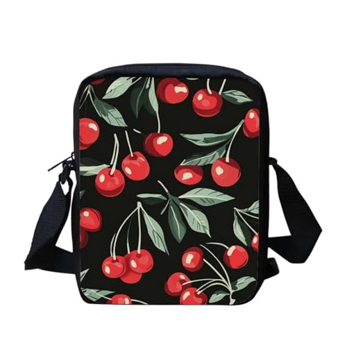 Shih Tzu Moon Floral Crossbody Tasche für Reisen Damen Herren Kleine Kuriertasche Leichte Schultertasche Geldbörse Organizer, cherry, Einheitsgröße von bqabhu