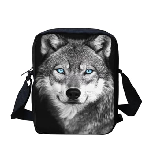 Shih Tzu Moon Floral Crossbody Tasche für Reisen Damen Herren Kleine Kuriertasche Leichte Schultertasche Geldbörse Organizer, wolf, Einheitsgröße von bqabhu