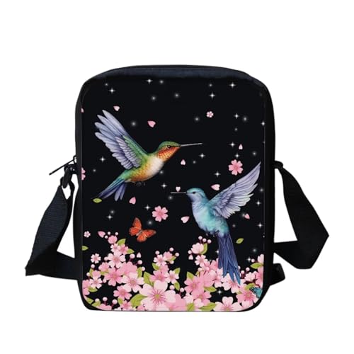 Southwest Kleine Umhängetasche mit Aztekenmuster für Damen und Herren, mit verstellbarem Riemen, Rot, Kolibri Floral, Einheitsgröße von bqabhu