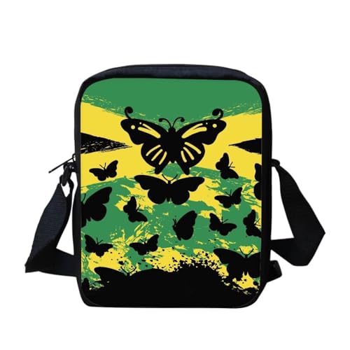 Süße Kuriertasche mit amerikanischer Flagge, Sonnenblumen, Schmetterling, für Damen und Herren, Umhängetasche, Schulranzen, Jamaikanische Flagge, Schmetterling, Einheitsgröße von bqabhu