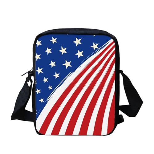 Süße Kuriertasche mit amerikanischer Flagge, Sonnenblumen, Schmetterling, für Damen und Herren, Umhängetasche, Schulranzen, US-Flagge, Einheitsgröße von bqabhu