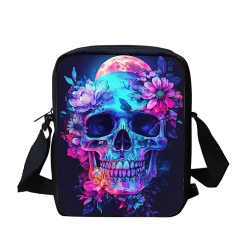 Umhängetasche für Damen, Motiv: Blumen und Schmetterling, Mond, trendige Kuriertasche, leicht, Geldbörse, tragbar, Reise-Umhängetasche, Segeltuch, Handy-Tasche, Blumenkädel, Einheitsgröße von bqabhu