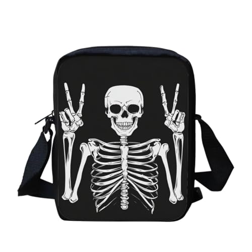 Umhängetasche für Damen, Motiv: Blumen und Schmetterling, Mond, trendige Kuriertasche, leicht, Geldbörse, tragbar, Reise-Umhängetasche, Segeltuch, Handy-Tasche, Lustige Totenkopf-Grafik, Einheitsgröße von bqabhu