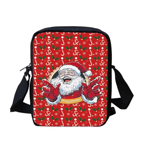Umhängetasche mit weihnachtlicher Katze, für Damen, Mini-Umhängetasche, süße Umhängetasche, Schultertasche für Damen und Herren, kleine Umhängetasche, Mini-Handygeldbörse, Geldbörse mit Reißverschluss von bqabhu