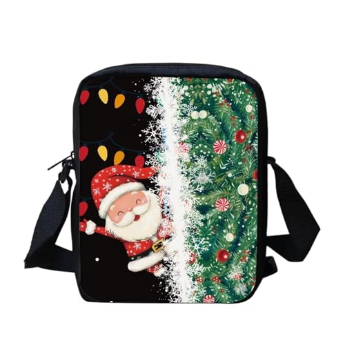 Umhängetasche mit weihnachtlicher Katze, für Damen, Mini-Umhängetasche, süße Umhängetasche, Schultertasche für Damen und Herren, kleine Umhängetasche, Mini-Handygeldbörse, Geldbörse mit Reißverschluss von bqabhu