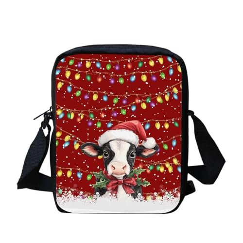 Umhängetasche mit weihnachtlicher Katze, für Damen, Mini-Umhängetasche, süße Umhängetasche, Schultertasche für Damen und Herren, kleine Umhängetasche, Mini-Handygeldbörse, Geldbörse mit Reißverschluss von bqabhu