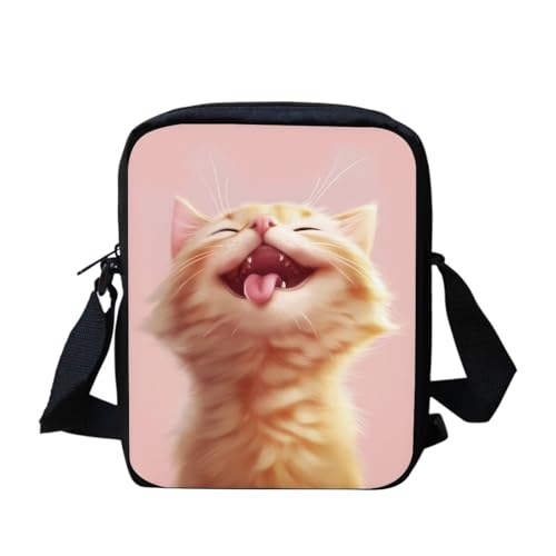 Umhängetasche mit weihnachtlicher Katze, für Damen, Mini-Umhängetasche, süße Umhängetasche, Schultertasche für Damen und Herren, kleine Umhängetasche, Mini-Handygeldbörse, Geldbörse mit Reißverschluss von bqabhu