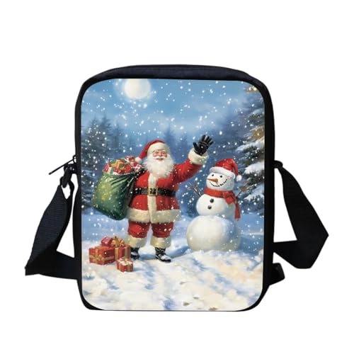 Umhängetasche mit weihnachtlicher Katze, für Damen, Mini-Umhängetasche, süße Umhängetasche, Schultertasche für Damen und Herren, kleine Umhängetasche, Mini-Handygeldbörse, Geldbörse mit Reißverschluss von bqabhu