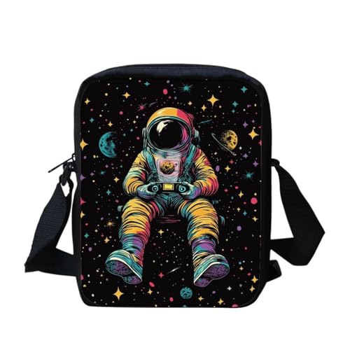 White Tiger Messenger Bag für Damen, Crossbody, Geldbörse, Reißverschluss, Mini-Schultertasche mit verstellbarem Riemen, Cartoon Astronaute, Einheitsgröße von bqabhu