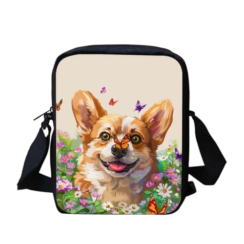 White Tiger Messenger Bag für Damen, Crossbody, Geldbörse, Reißverschluss, Mini-Schultertasche mit verstellbarem Riemen, Cute Cargi, Einheitsgröße von bqabhu