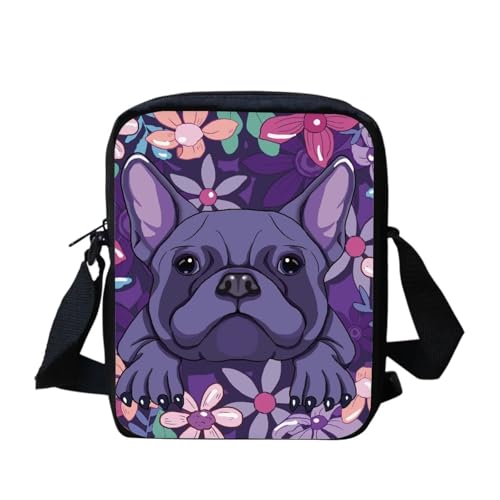 White Tiger Messenger Bag für Damen, Crossbody, Geldbörse, Reißverschluss, Mini-Schultertasche mit verstellbarem Riemen, Französische Bulldogge, Einheitsgröße von bqabhu