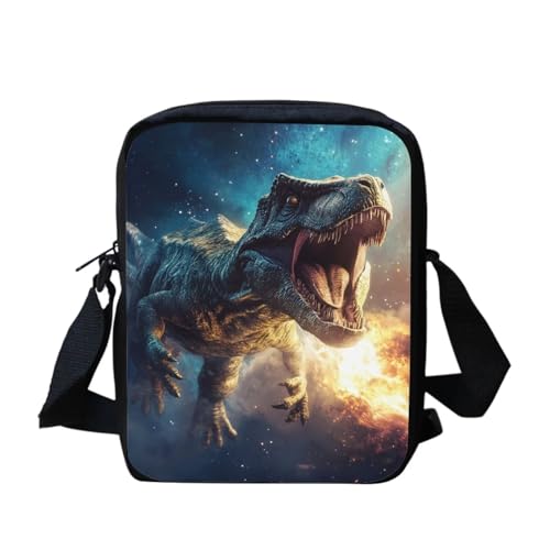 White Tiger Messenger Bag für Damen, Crossbody, Geldbörse, Reißverschluss, Mini-Schultertasche mit verstellbarem Riemen, Galaxie-Dinosaurier, Einheitsgröße von bqabhu