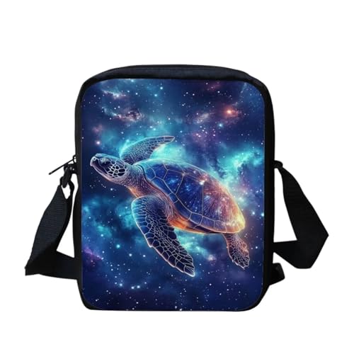 White Tiger Messenger Bag für Damen, Crossbody, Geldbörse, Reißverschluss, Mini-Schultertasche mit verstellbarem Riemen, Galaxy Sea Turtle, Einheitsgröße von bqabhu