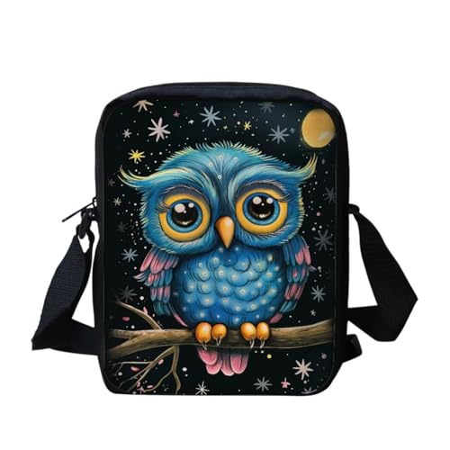 White Tiger Messenger Bag für Damen, Crossbody, Geldbörse, Reißverschluss, Mini-Schultertasche mit verstellbarem Riemen, Niedliche Cartoon-Eule, Einheitsgröße von bqabhu