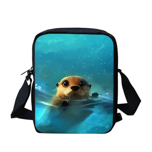 White Tiger Messenger Bag für Damen, Crossbody, Geldbörse, Reißverschluss, Mini-Schultertasche mit verstellbarem Riemen, Niedlicher Otter, Einheitsgröße von bqabhu