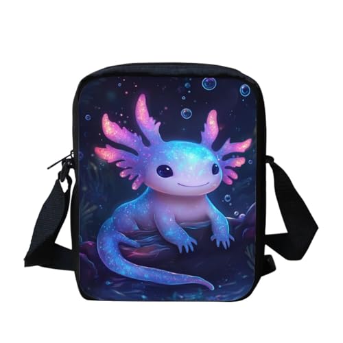 White Tiger Messenger Bag für Damen, Crossbody, Geldbörse, Reißverschluss, Mini-Schultertasche mit verstellbarem Riemen, Niedliches Axolotl, Einheitsgröße von bqabhu