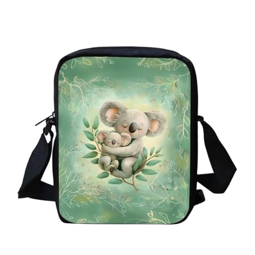 White Tiger Messenger Bag für Damen, Crossbody, Geldbörse, Reißverschluss, Mini-Schultertasche mit verstellbarem Riemen, Süßer Koala, Einheitsgröße von bqabhu