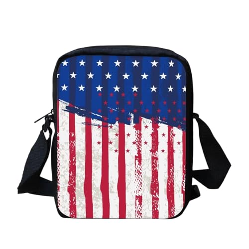 White Tiger Messenger Bag für Damen, Crossbody, Geldbörse, Reißverschluss, Mini-Schultertasche mit verstellbarem Riemen, US-Flagge, Einheitsgröße von bqabhu