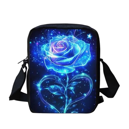 White Tiger Messenger Bag für Damen, Crossbody, Geldbörse, Reißverschluss, Mini-Schultertasche mit verstellbarem Riemen, blau/rosa, Einheitsgröße von bqabhu