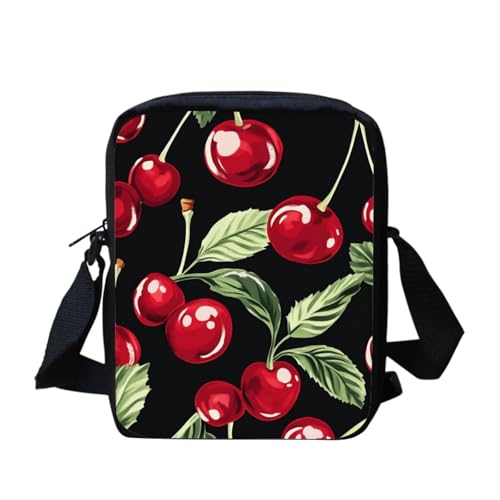 White Tiger Messenger Bag für Damen, Crossbody, Geldbörse, Reißverschluss, Mini-Schultertasche mit verstellbarem Riemen, cherry, Einheitsgröße von bqabhu