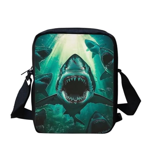 White Tiger Messenger Bag für Damen, Crossbody, Geldbörse, Reißverschluss, Mini-Schultertasche mit verstellbarem Riemen, hai, Einheitsgröße White Tiger Messenger Bag für Damen, Crossbody, Geldbörse, Reißverschluss, Mini-Schultertasche mit verstellbarem Riemen, hai, Einheitsgröße von bqabhu