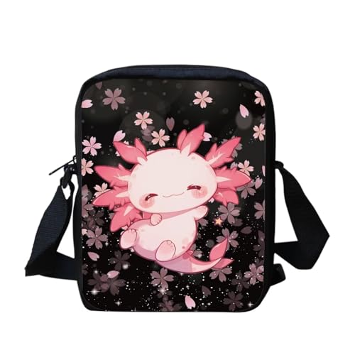 bqabhu Axolotl Kleine Umhängetasche für Damen und Herren, Kuriertasche für Reisen und Einkaufen, Axolotl 3, Einheitsgröße von bqabhu