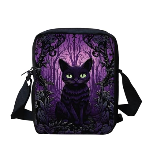 bqabhu Axolotl Kleine Umhängetasche für Damen und Herren, Kuriertasche für Reisen und Einkaufen, Black Cat 3, Einheitsgröße von bqabhu